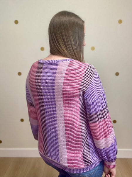 Magenta & Purple Multi Striped Top