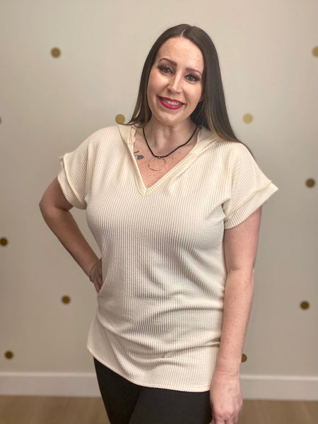 FINAL SALE Cream Hoodie Top