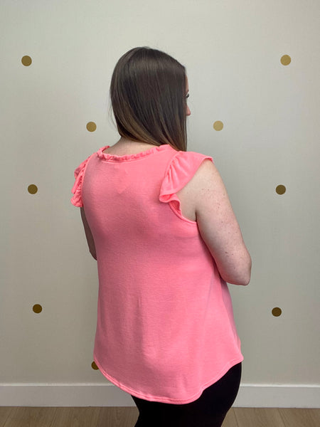 Pink Ruffle Sleeve Top