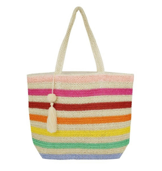 Multicolor Striped Tote Bag
