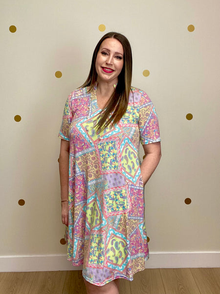 FINAL SALE Multi Patchwork Pocket Dress