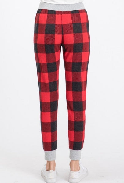 FINAL SALE Black & Red Buffalo Plaid Jogger Pants