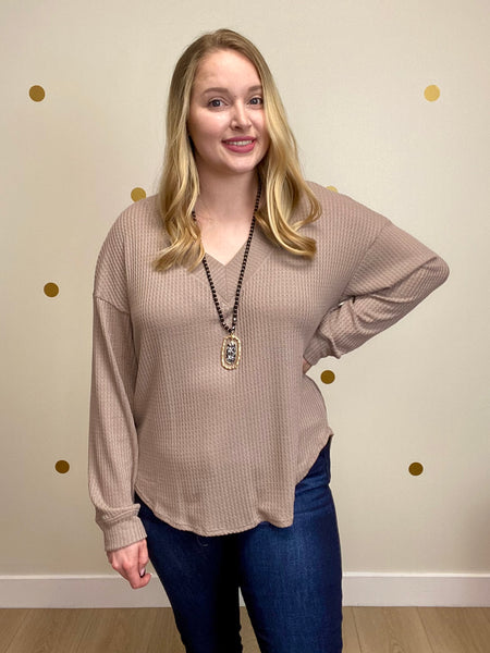 Taupe Waffle Top