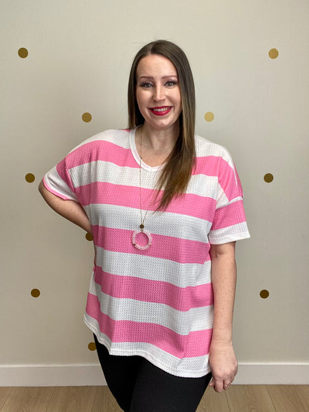 FINAL SALE Pink & Ivory Striped Top