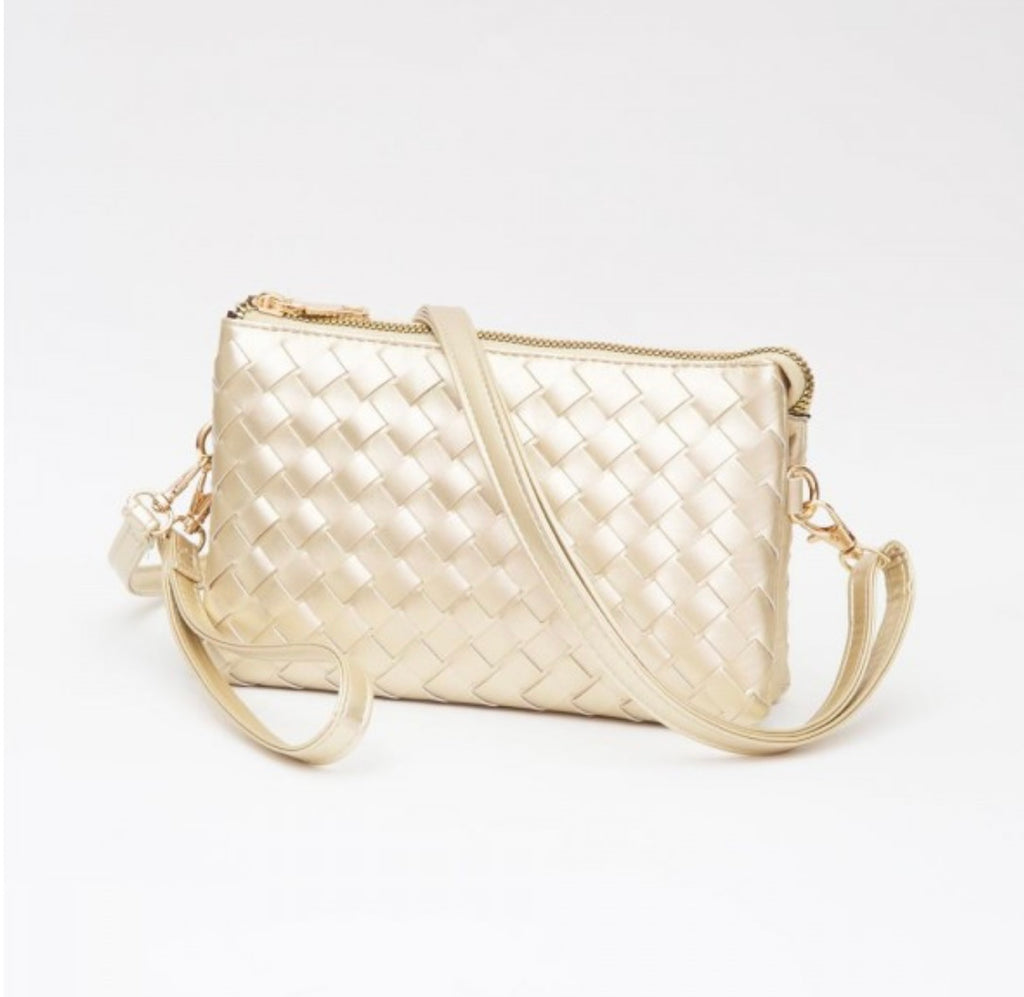 Gold Woven Crossbody Purse