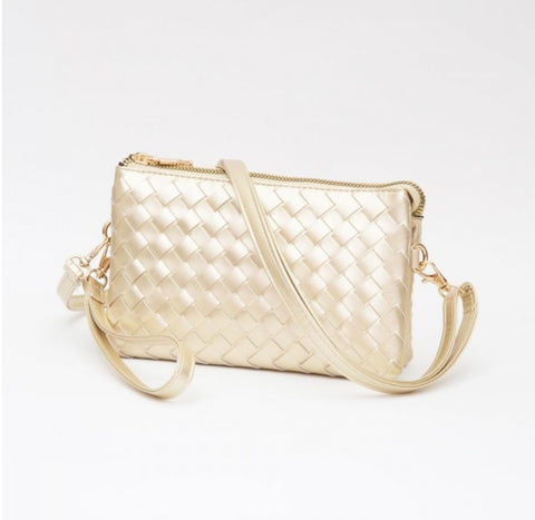Gold Woven Crossbody Purse