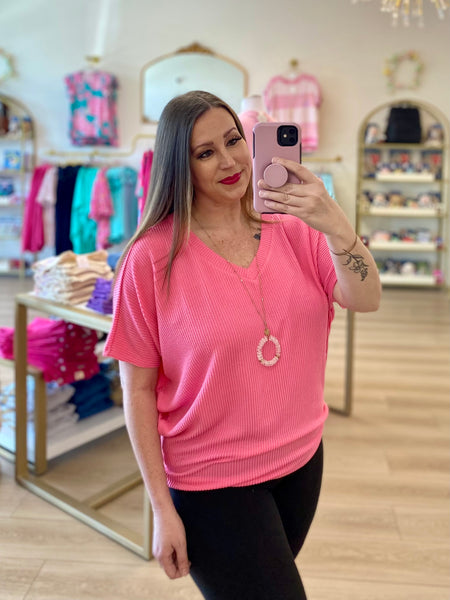 FINAL SALE Pink Textured Top