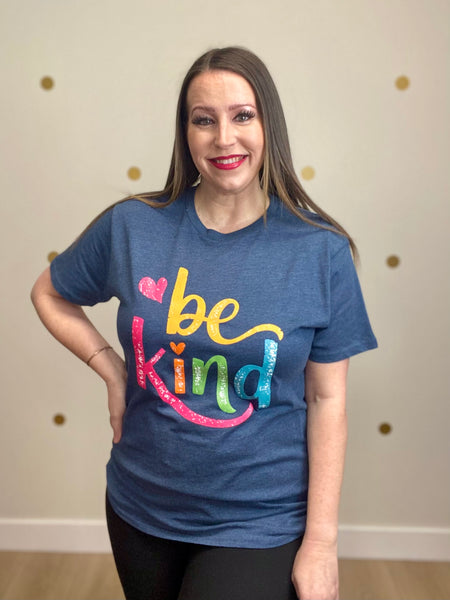 Navy Be Kind Colorful Tee