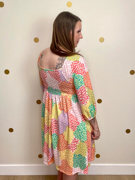 FINAL SALE Coral & Mint Multi Print Dress