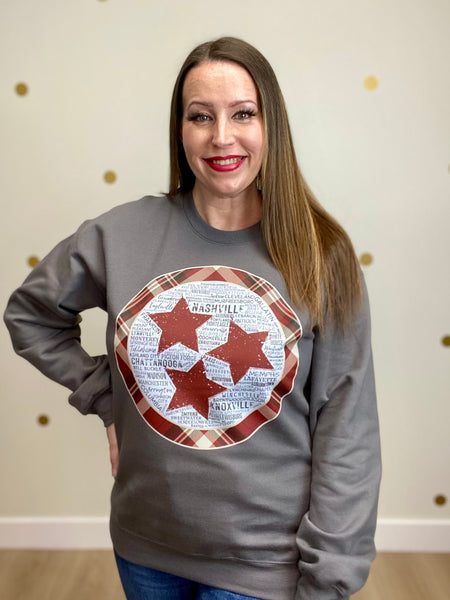 FINAL SALE Charcoal Plaid Tristar Cities Sweatshirt