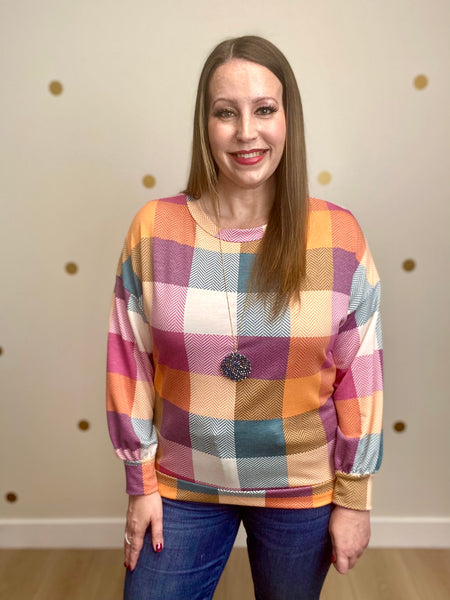 Berry Multi Plaid Top