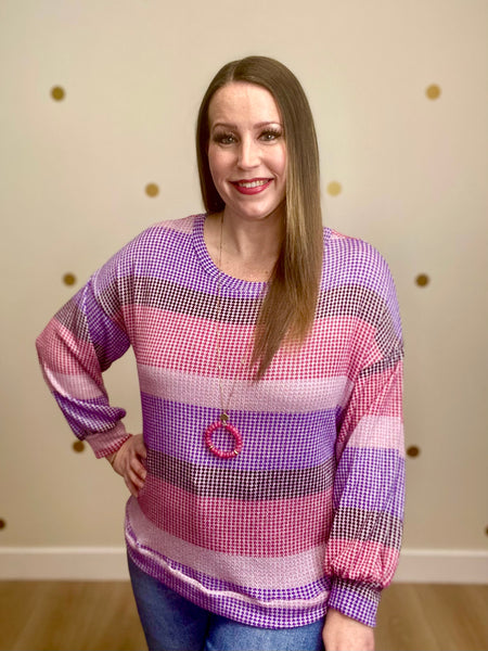 Magenta & Purple Multi Striped Top