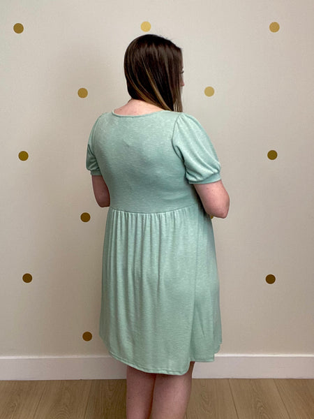 FINAL SALE Mint Two Toned Ribbed Dress