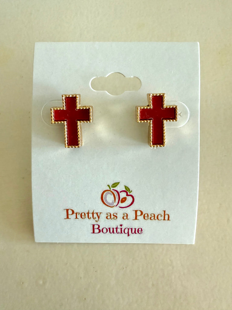 FINAL SALE Red Cross Earrings