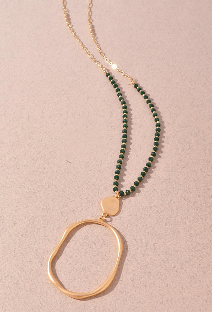 Emerald Beaded Gold Necklace