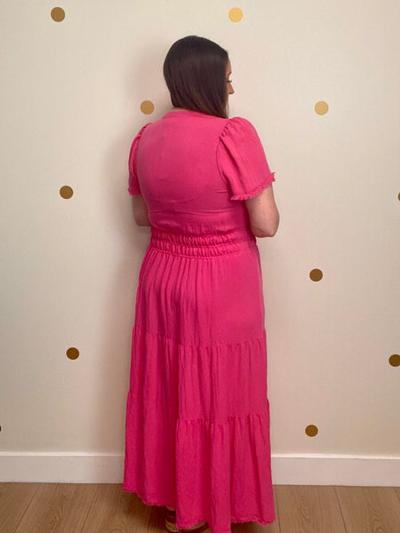 FINAL SALE Umgee Pink Fringe Maxi Dress