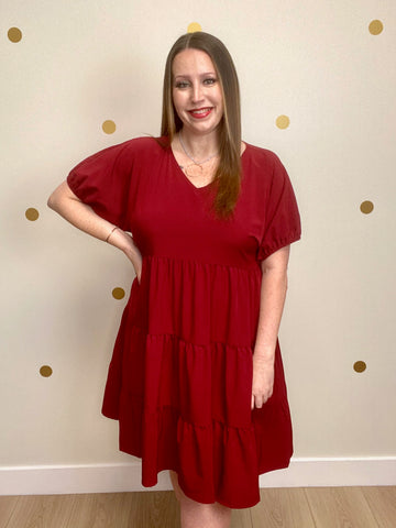 Wine Tiered Dress
