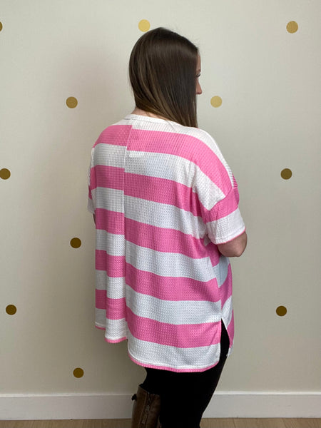 FINAL SALE Pink & Ivory Striped Top