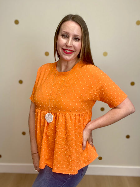 Orange Dot Peplum Top