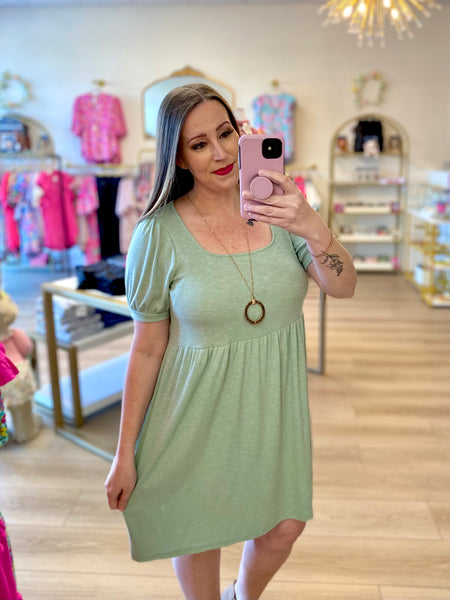 FINAL SALE Mint Two Toned Ribbed Dress