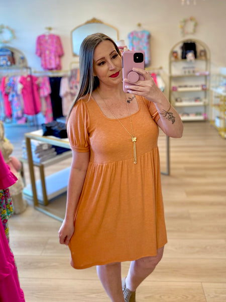 FINAL SALE Coral Two Toned Ribbed Dress