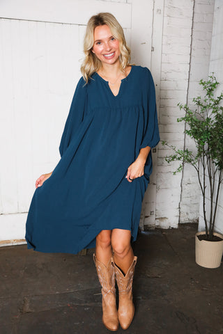 Saphire Skies Woven Crinkled Dress - Online Only!