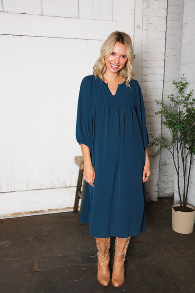 Saphire Skies Woven Crinkled Dress - Online Only!