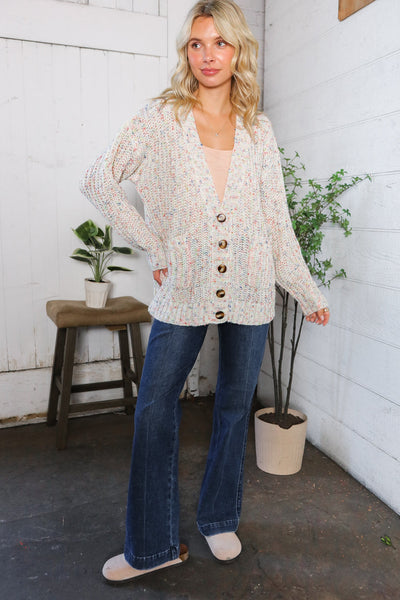 Cozy in Confetti Pocketed Button Cardigan - Online Only!