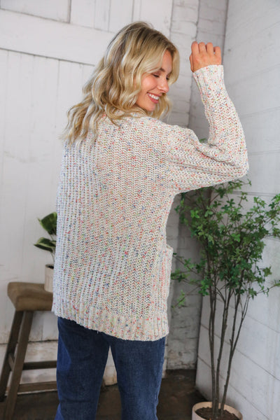 Cozy in Confetti Pocketed Button Cardigan - Online Only!