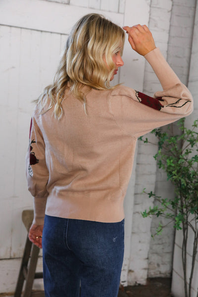 Scarlet Petals Bubble Sleeve Sweater - Online Only!