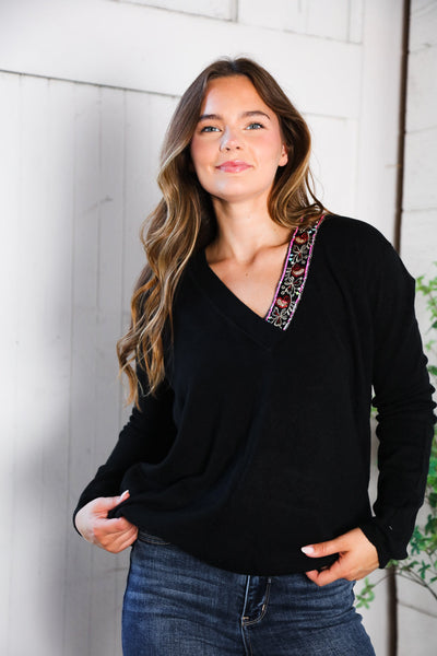 Twilight Charms Beaded V Neck Sweater - Online Only!