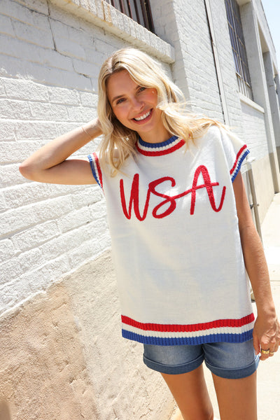 Holiday Ready Red/White & Blue USA Embroidery Dolman Top - Online Only!