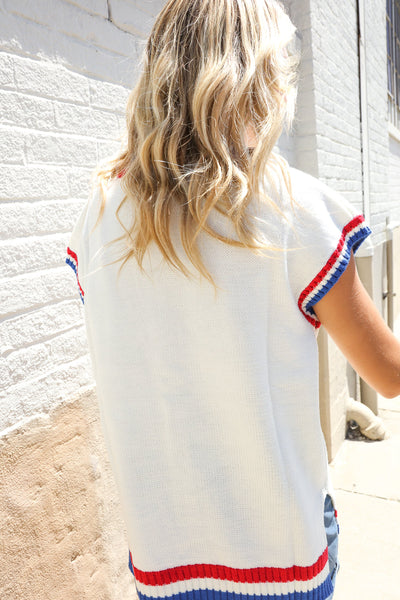 Holiday Ready Red/White & Blue USA Embroidery Dolman Top - Online Only!
