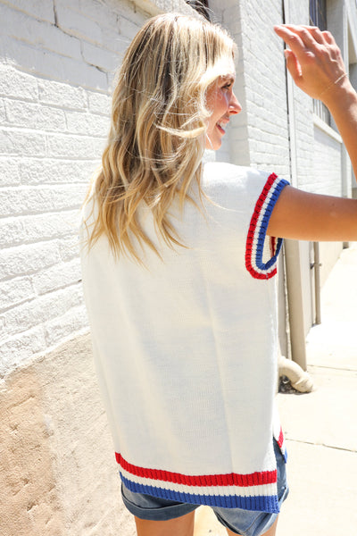 Holiday Ready Red/White & Blue USA Embroidery Dolman Top - Online Only!