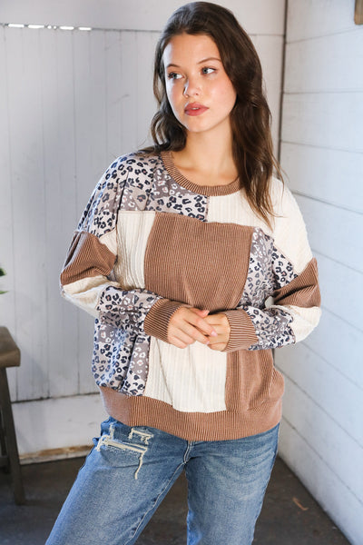Wild Stitches Taupe Cable Knit Sweater - Online Only!