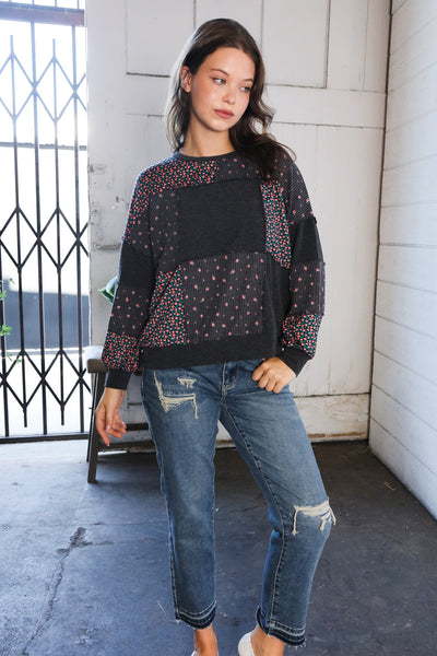 Lazy Daisies Charcoal Pullover - Online Only!