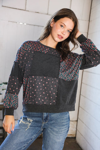 Lazy Daisies Charcoal Pullover - Online Only!