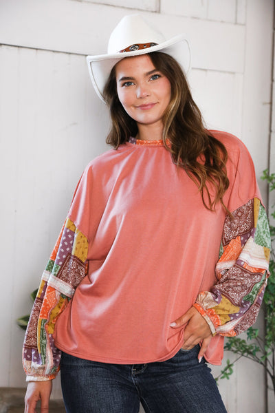 Wanderlust Patchwork Long Sleeve Top - Online Only!