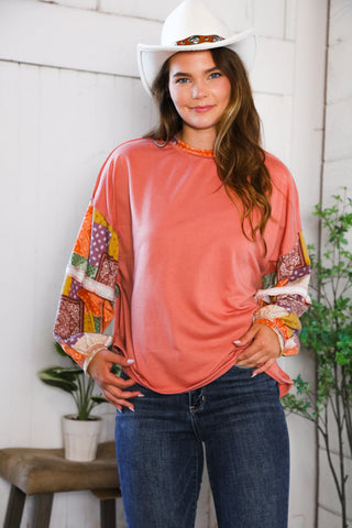 Wanderlust Patchwork Long Sleeve Top - Online Only!