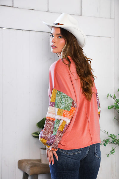 Wanderlust Patchwork Long Sleeve Top - Online Only!