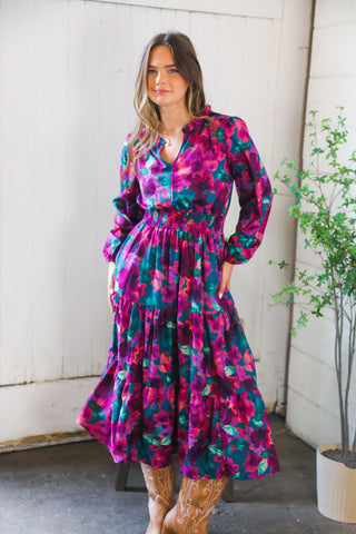 Floral Symphony Smocked Waist Dress - Online Only!