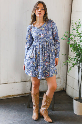 Midnight Meadows Charcoal Swing Dress - Online Only!