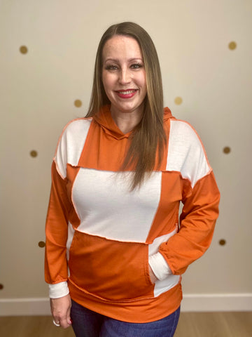 Rust Color Block Hoodie