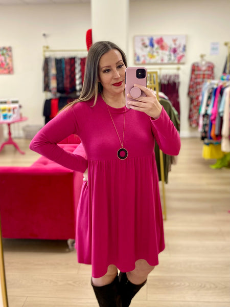 FINAL SALE Magenta Ribbed Dress