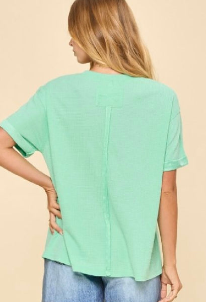 Mint Two Tone Waffle Top