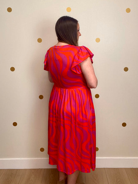 FINAL SALE Fuchsia Print Fit & Flare Dress