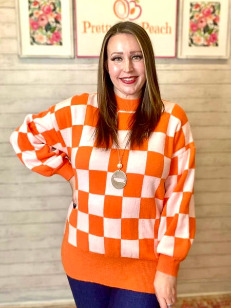 Orange Checkered Sweater