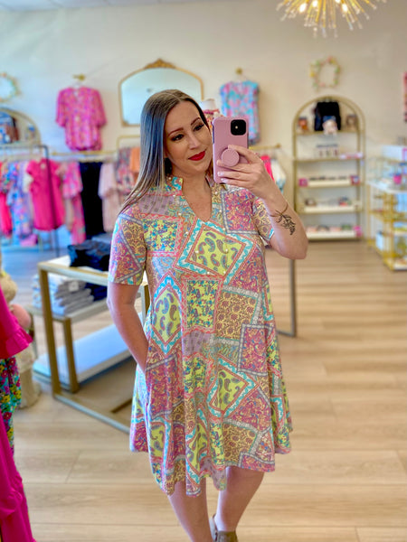 FINAL SALE Multi Patchwork Pocket Dress