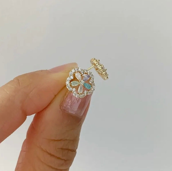 Gold Multi Floral Earrings