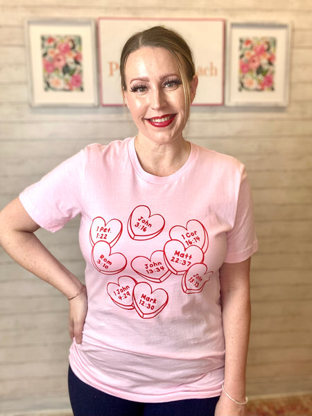 Pink Faith Conversation Hearts Tee